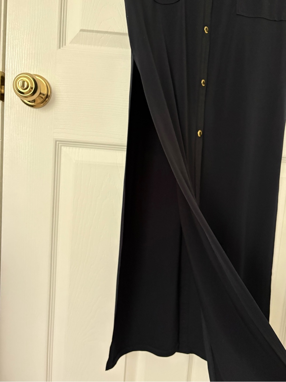 Michael Kors Black Maxi Dress with Gold Colored Buttons - Picture 4 of 8